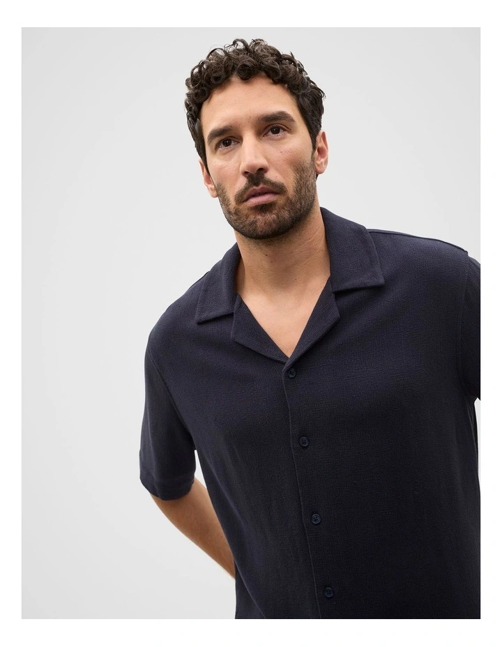 Short Sleeve Textured Shirt in Midnight Blue image 4