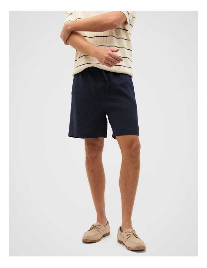 Linen Pullon Short in Midnight Blue image 1