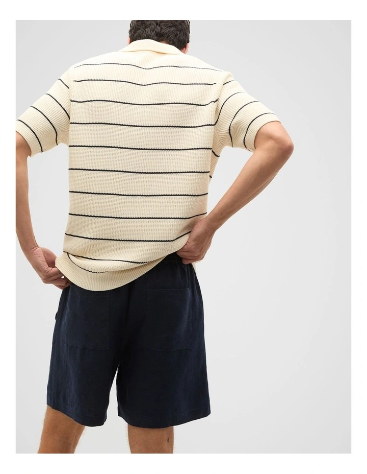 Linen Pullon Short in Midnight Blue image 2