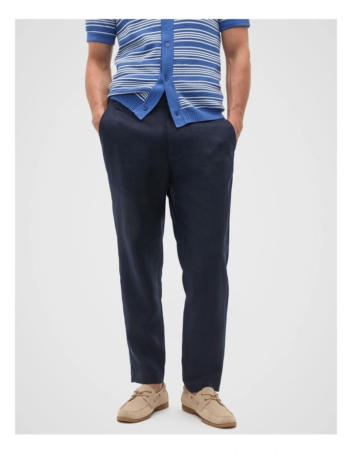 Linen Trouser in Midnight Blue image 1