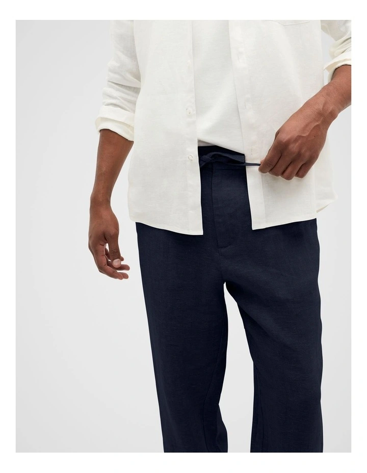 Linen Trouser in Midnight Blue image 3
