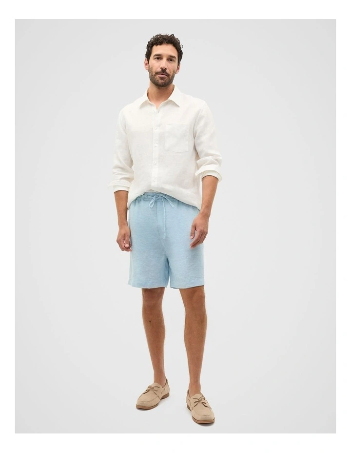 Linen Pullon Short in Sky Blue image 3