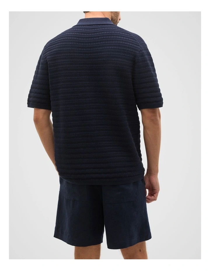 Patterned Knit Shirt in Midnight Blue image 2