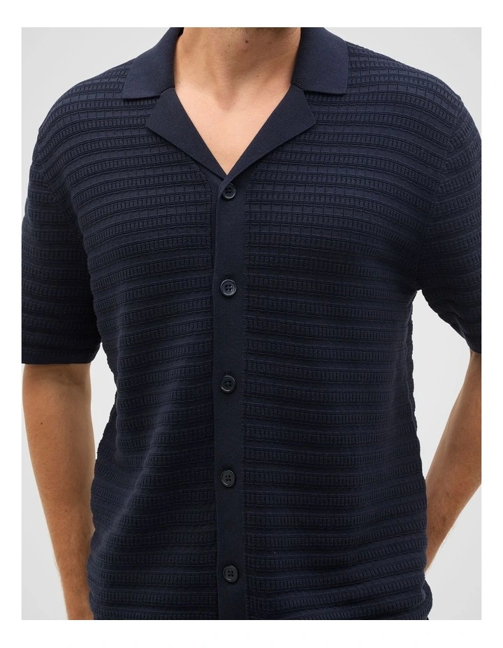Patterned Knit Shirt in Midnight Blue image 4