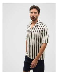 Stripe Open Weave Shirt in Cream Stripe