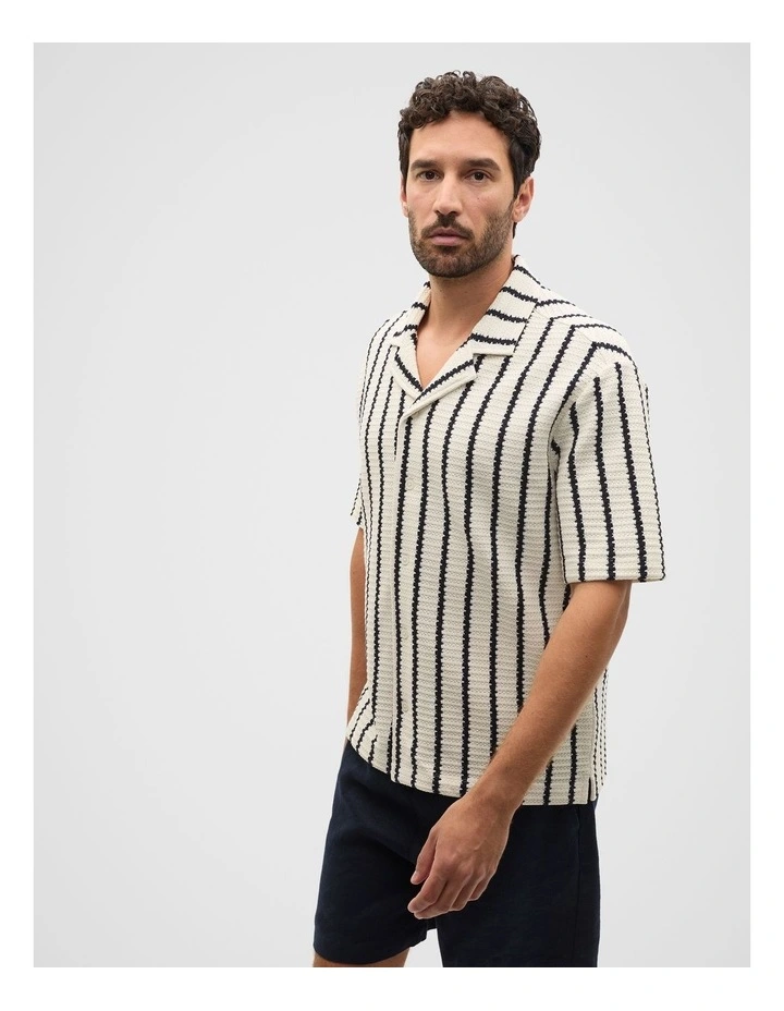 Stripe Open Weave Shirt in Cream Stripe image 1