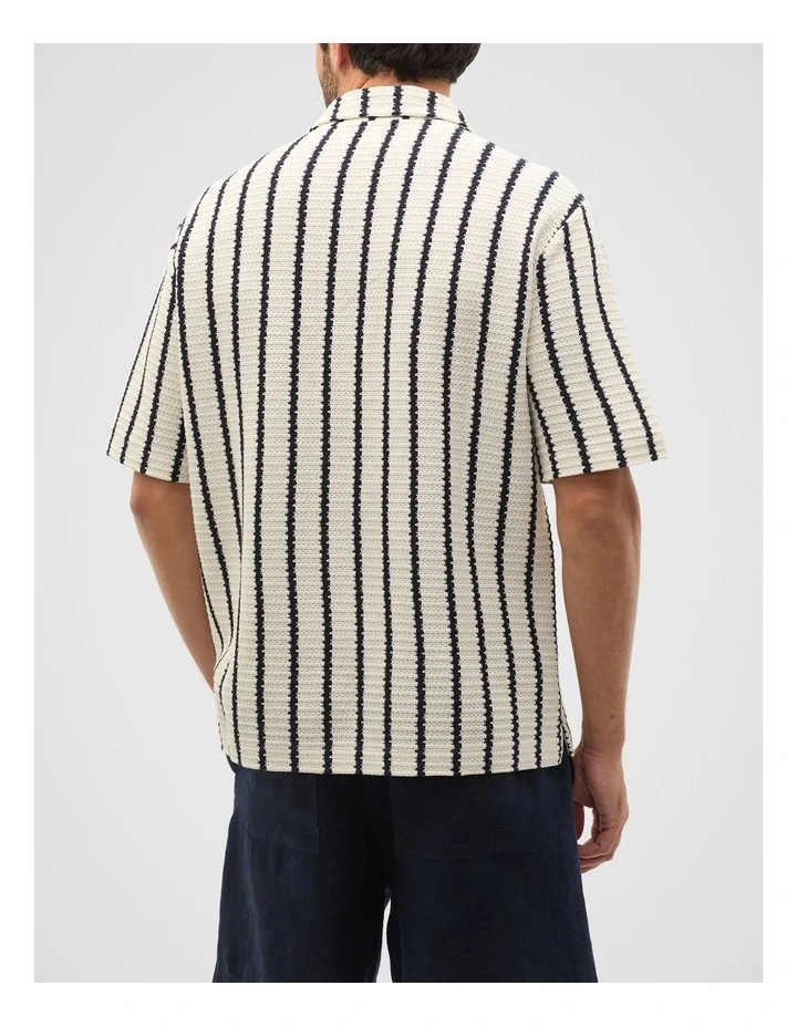 Stripe Open Weave Shirt in Cream Stripe image 2