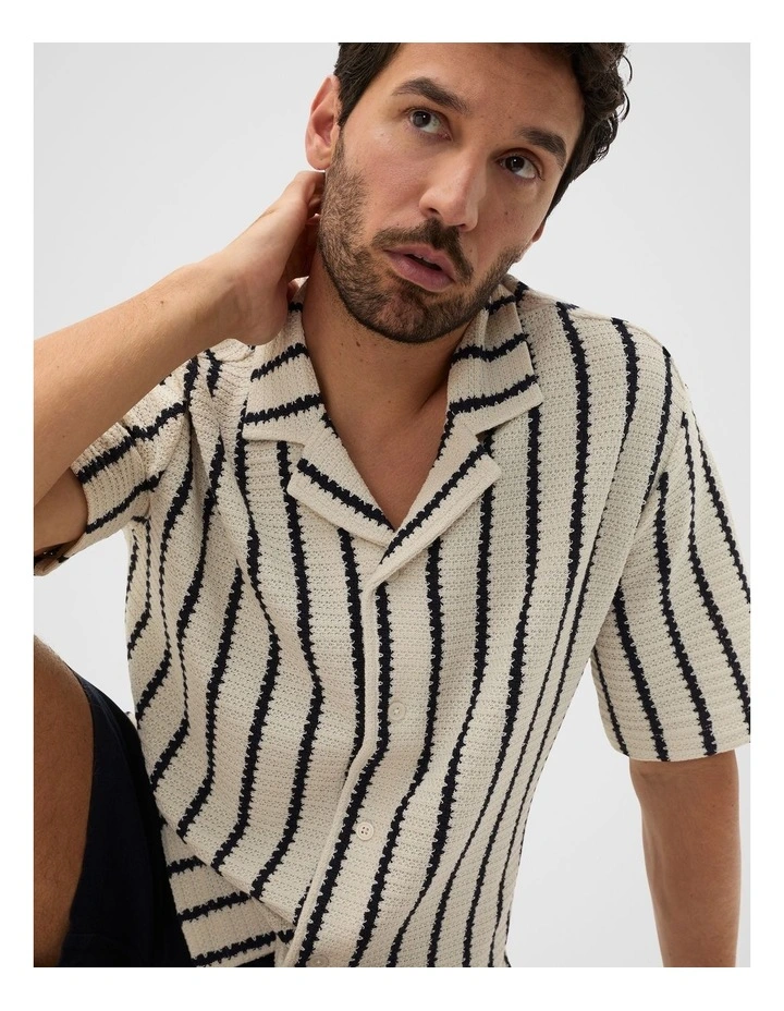 Stripe Open Weave Shirt in Cream Stripe image 4