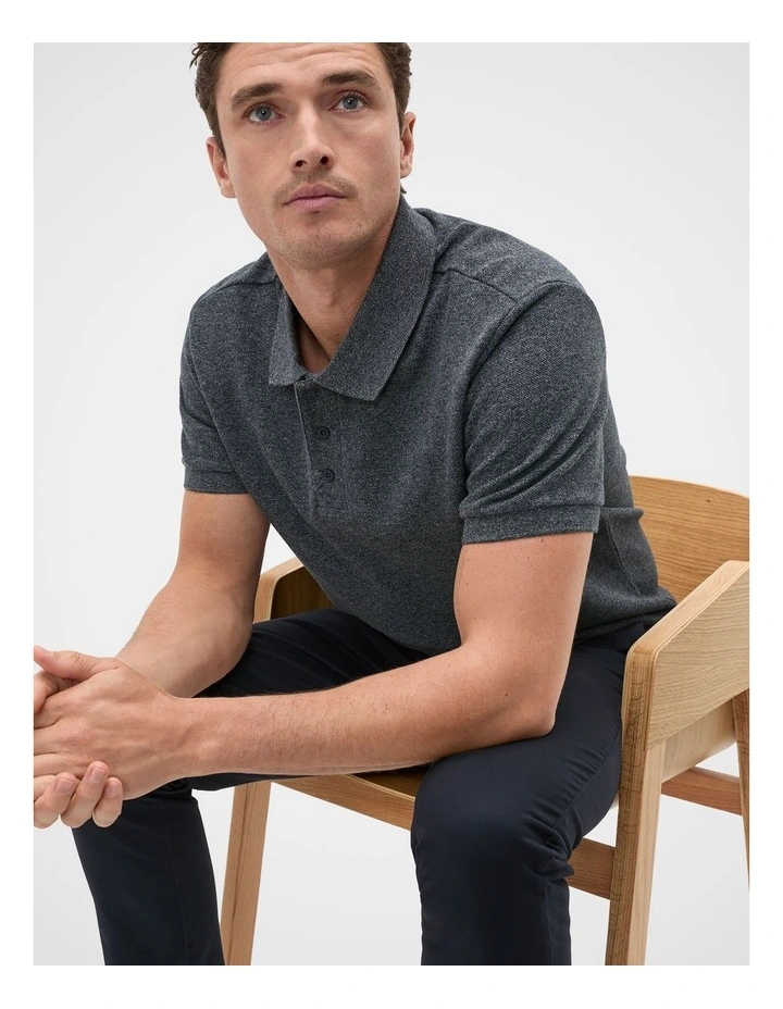 Textured Polo in Midnight Blue image 4
