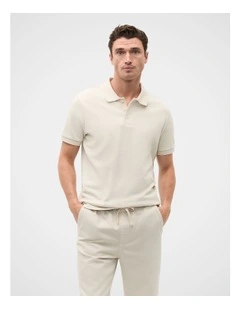 Textured Polo in Pebble