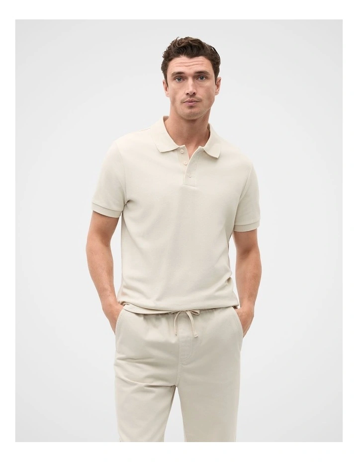 Textured Polo in Pebble image 1