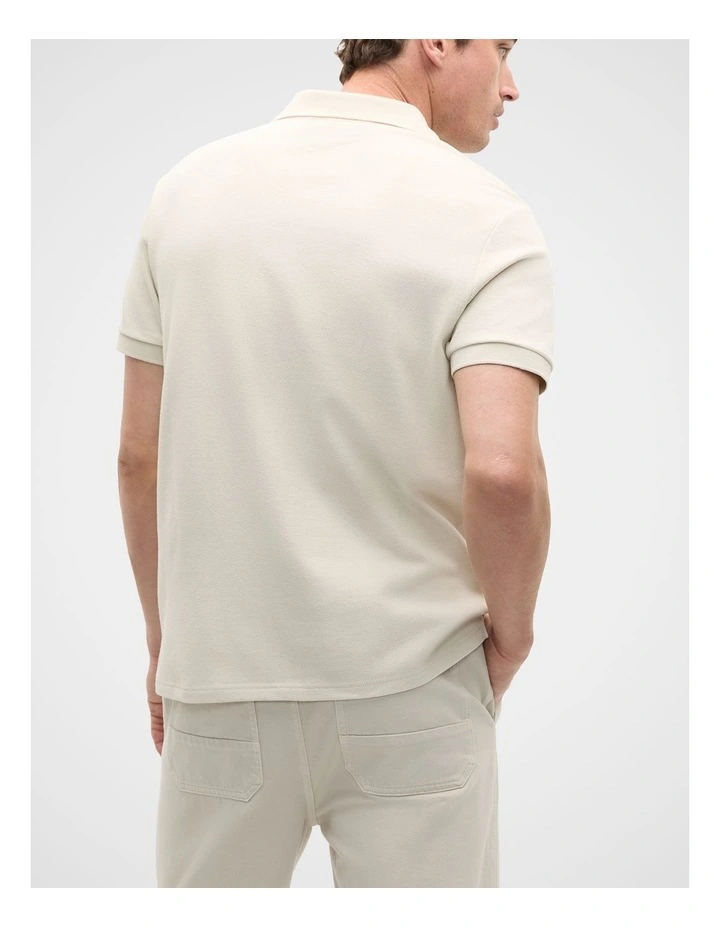 Textured Polo in Pebble image 2