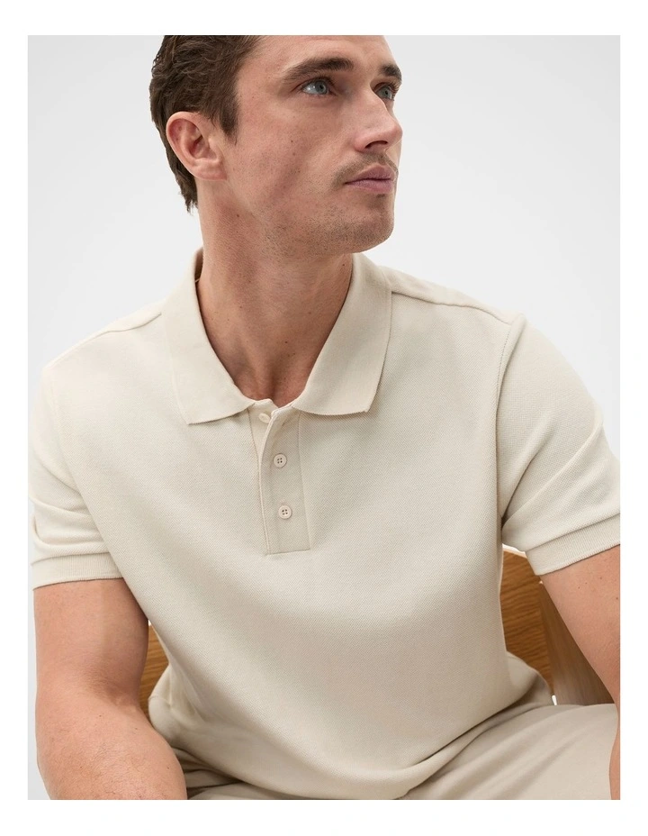 Textured Polo in Pebble image 3