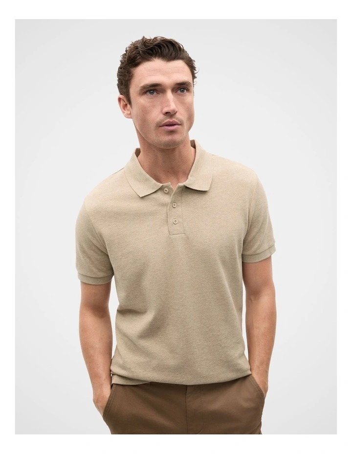 Textured Polo in Dark Stone image 1
