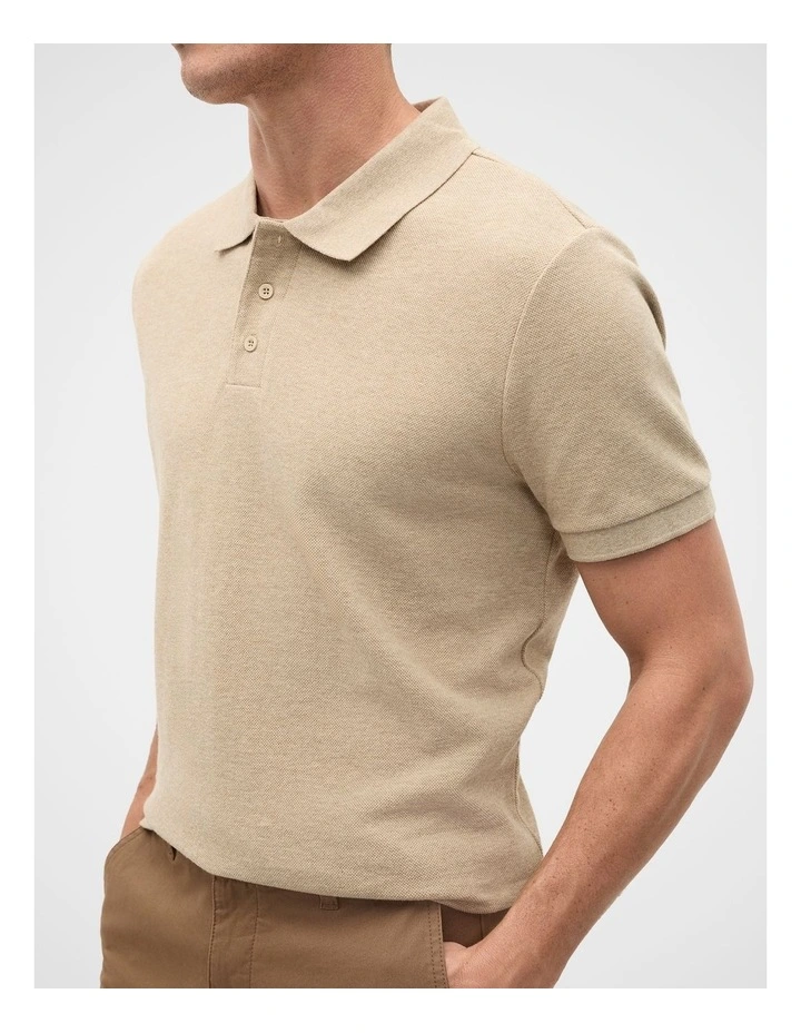 Textured Polo in Dark Stone image 3