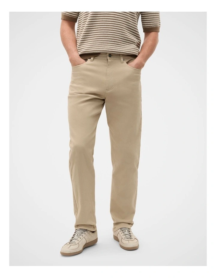 Relaxed Fit Five Pocket Pant in Beige image 1