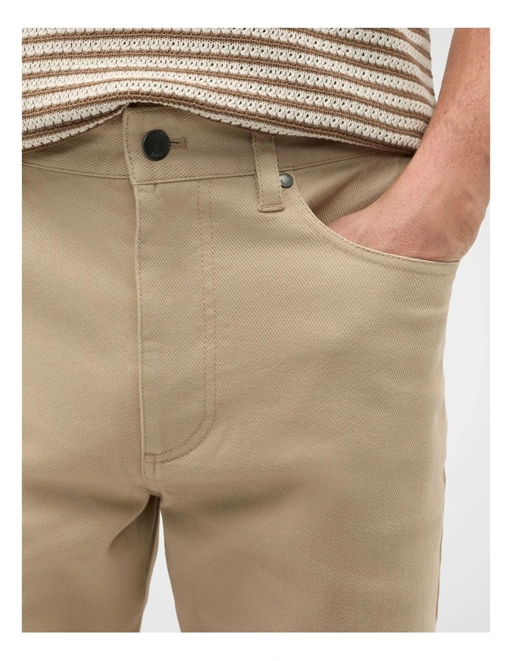 Relaxed Fit Five Pocket Pant in Beige image 3