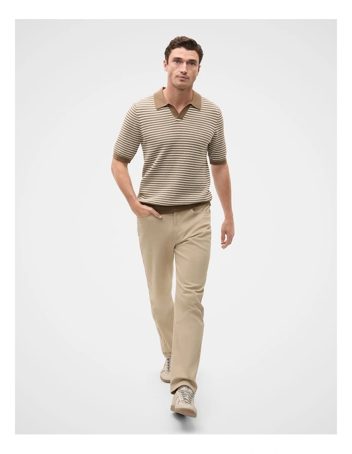 Relaxed Fit Five Pocket Pant in Beige image 4