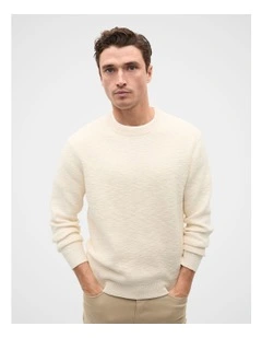 Slub Yarn Crew Neck Knit in Cream