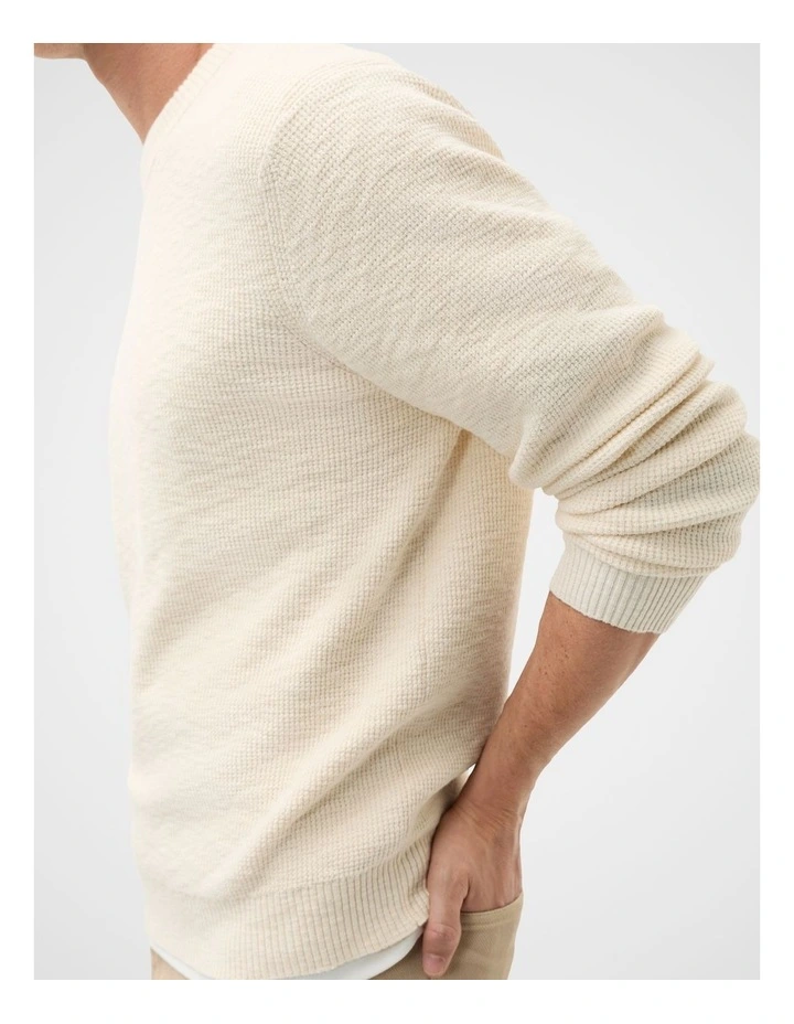 Slub Yarn Crew Neck Knit in Cream image 3