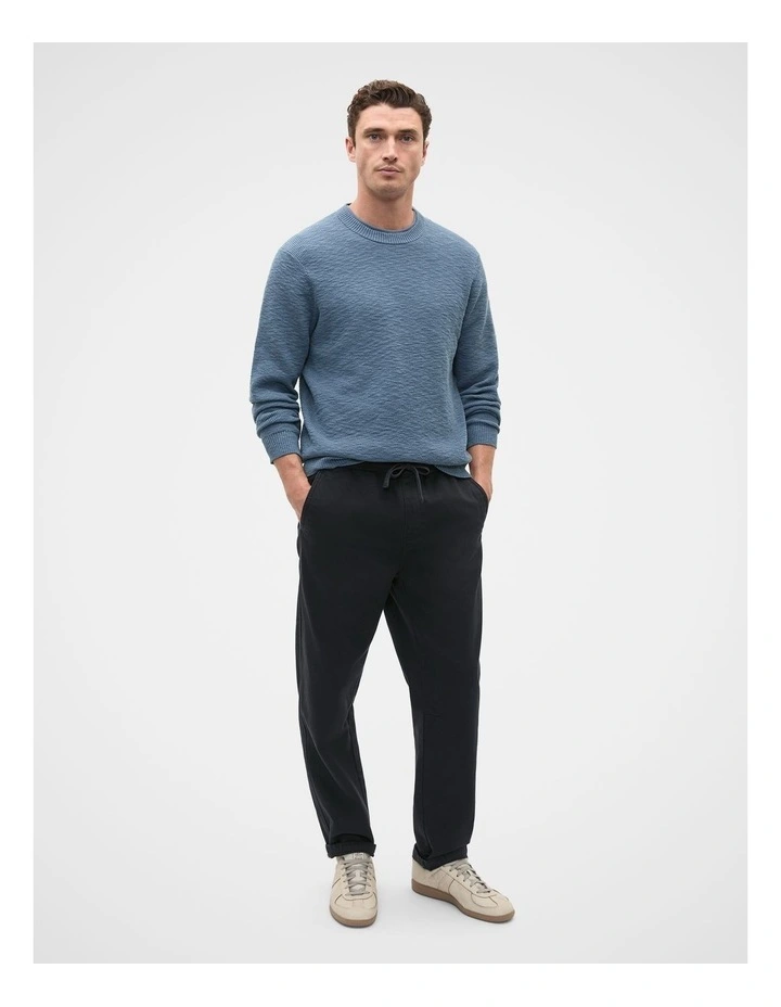 Slub Yarn Crew Neck Knit in Storm Blue image 3