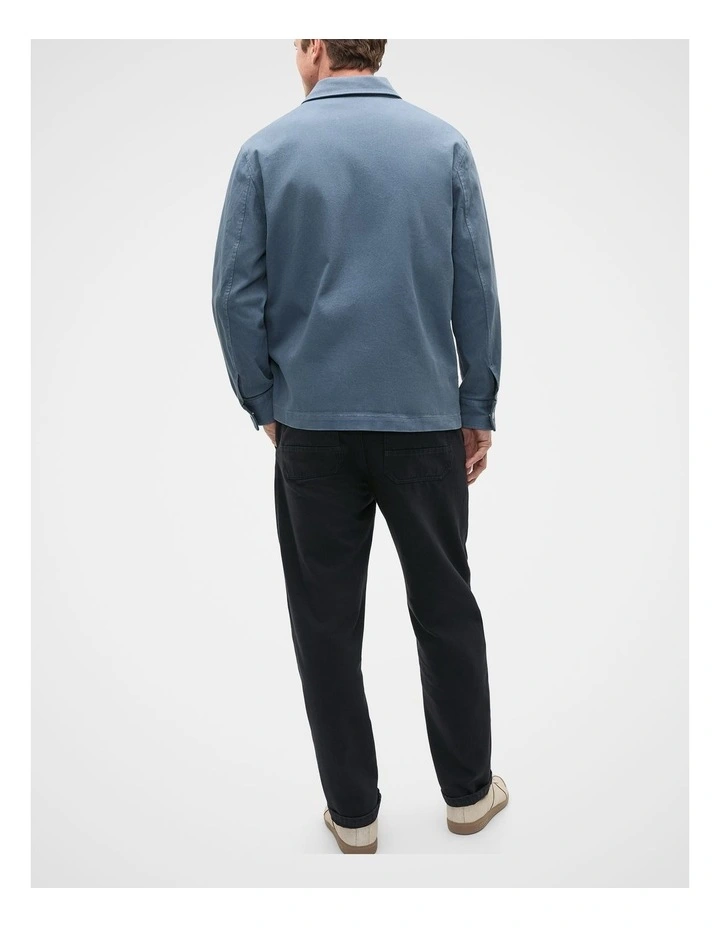 Garment Dyed Twill Overshirt in Blue image 2