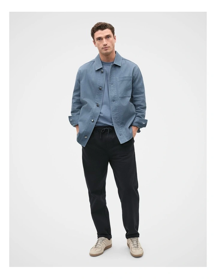 Garment Dyed Twill Overshirt in Blue image 4
