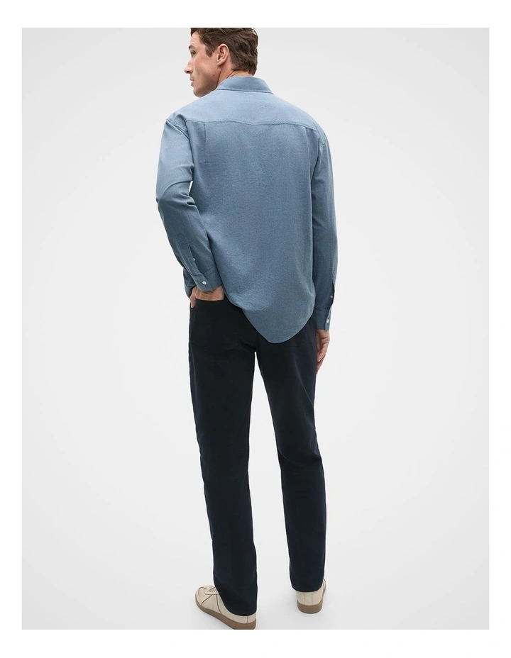 Relaxed Fit Brushed Cotton Shirt in Blue image 2