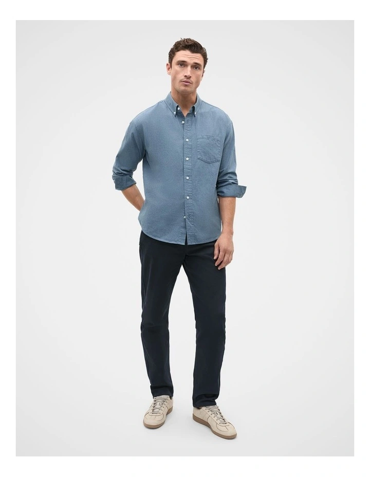 Relaxed Fit Brushed Cotton Shirt in Blue image 4