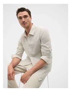 Seersucker Stripe Shirt in Cream