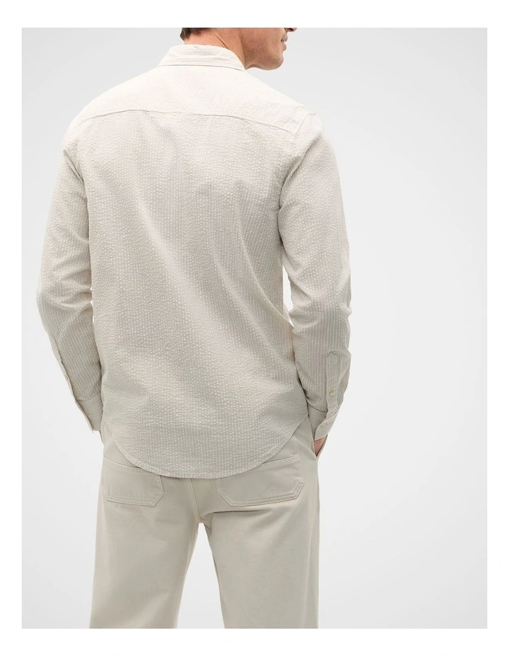 Seersucker Stripe Shirt in Cream image 2