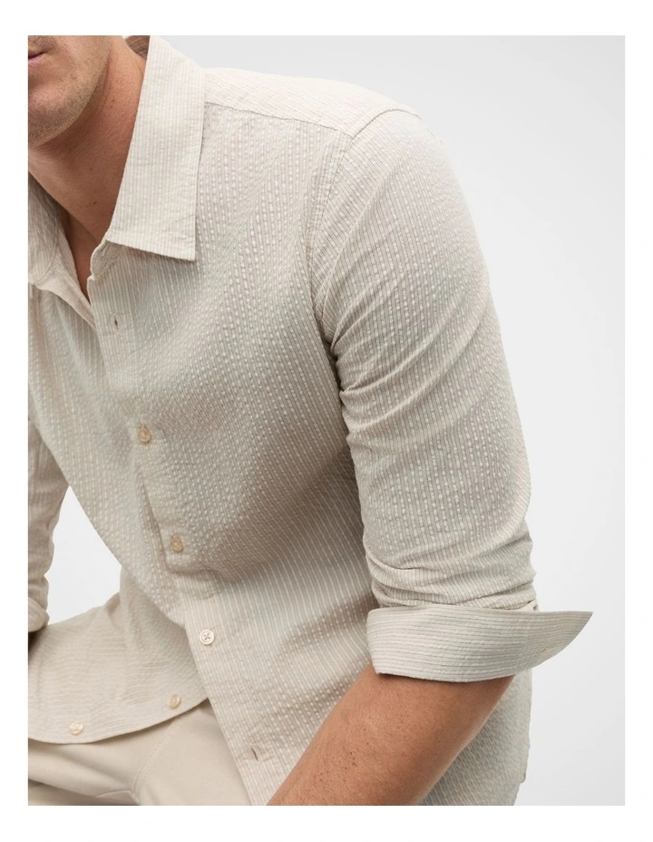 Seersucker Stripe Shirt in Cream image 4