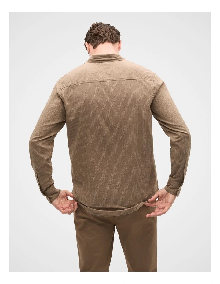 Seersucker Stripe Shirt in Brown image 2
