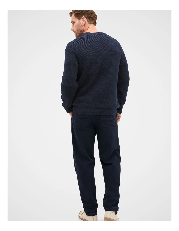 Cotton Crew Neck Knit in Midnight Blue image 2