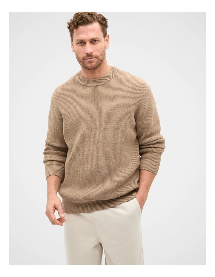 Cotton Crew Neck Knit in Dark Stone image 1