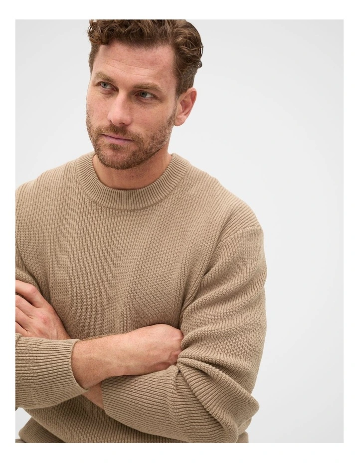 Cotton Crew Neck Knit in Dark Stone image 4