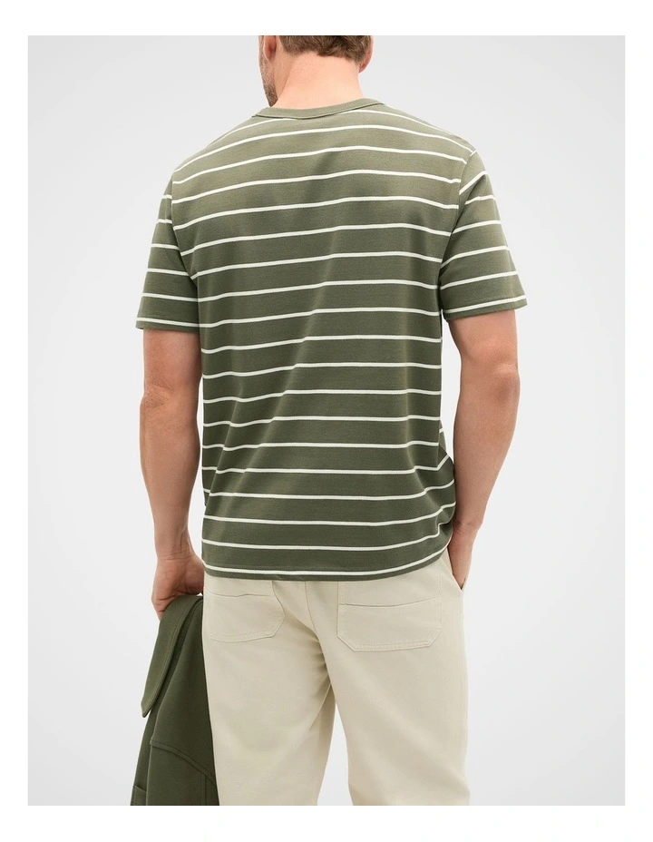 Crew Stripe Tee in Olive Stripe image 2