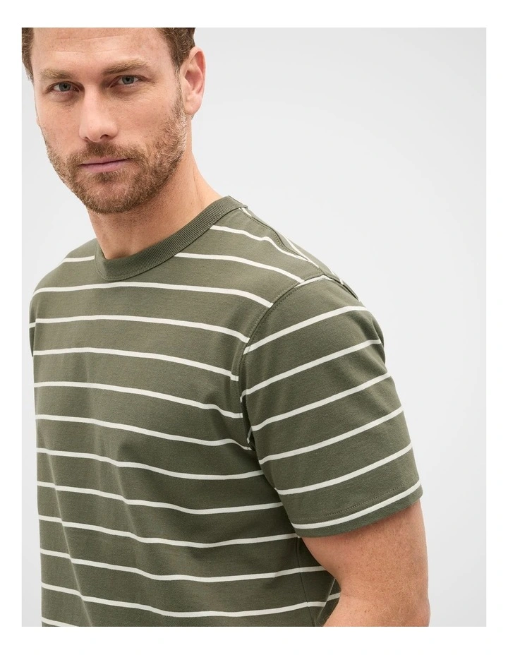 Crew Stripe Tee in Olive Stripe image 4