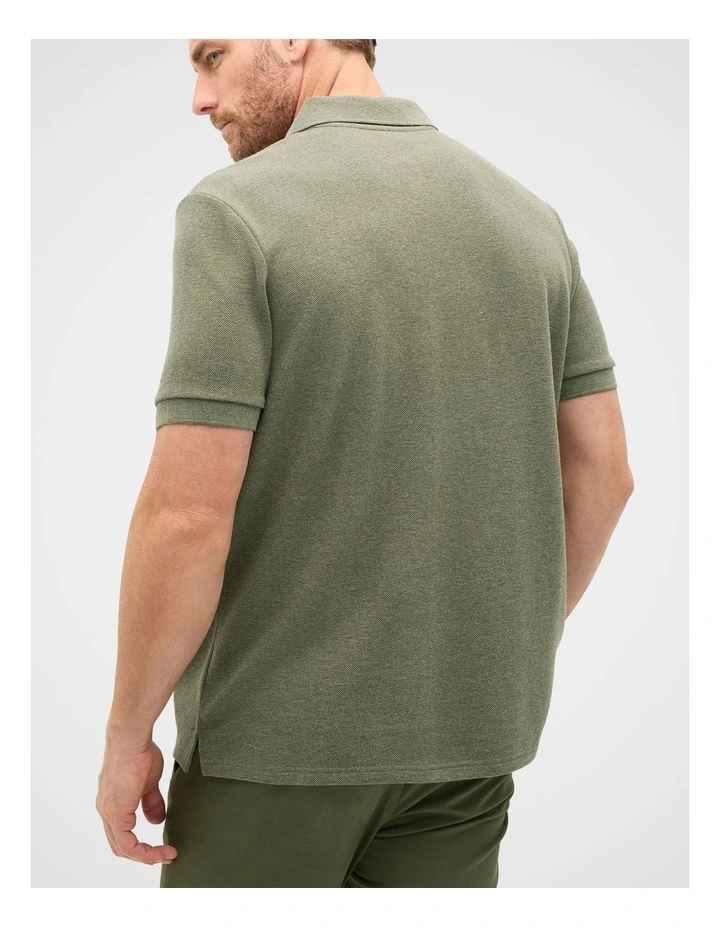 Textured Polo in Olive Multi image 2