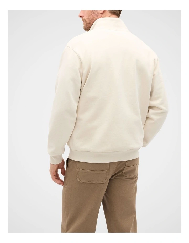 Half Zip Brushed Sweat in Pebble image 2