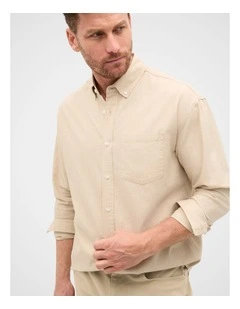 Relaxed Fit Brushed Cotton Shirt in Birch