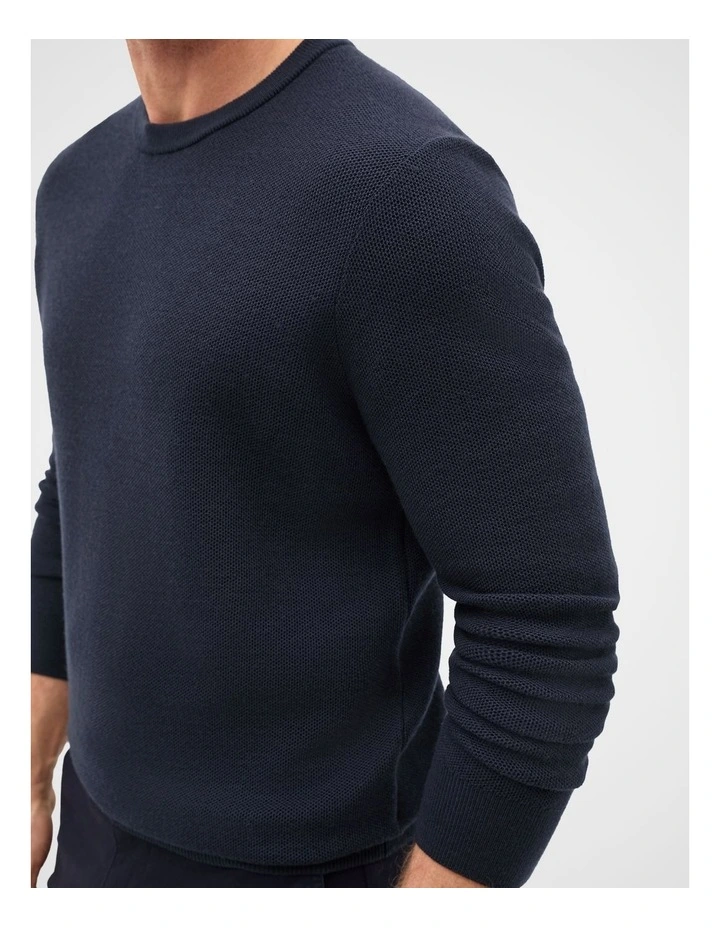 Merino Crew Neck Knit in Midnight Blue image 3