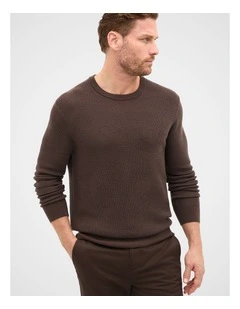 Merino Crew Neck Knit in Dark Chocolate
