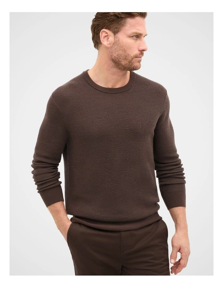 Merino Crew Neck Knit in Dark Chocolate image 1