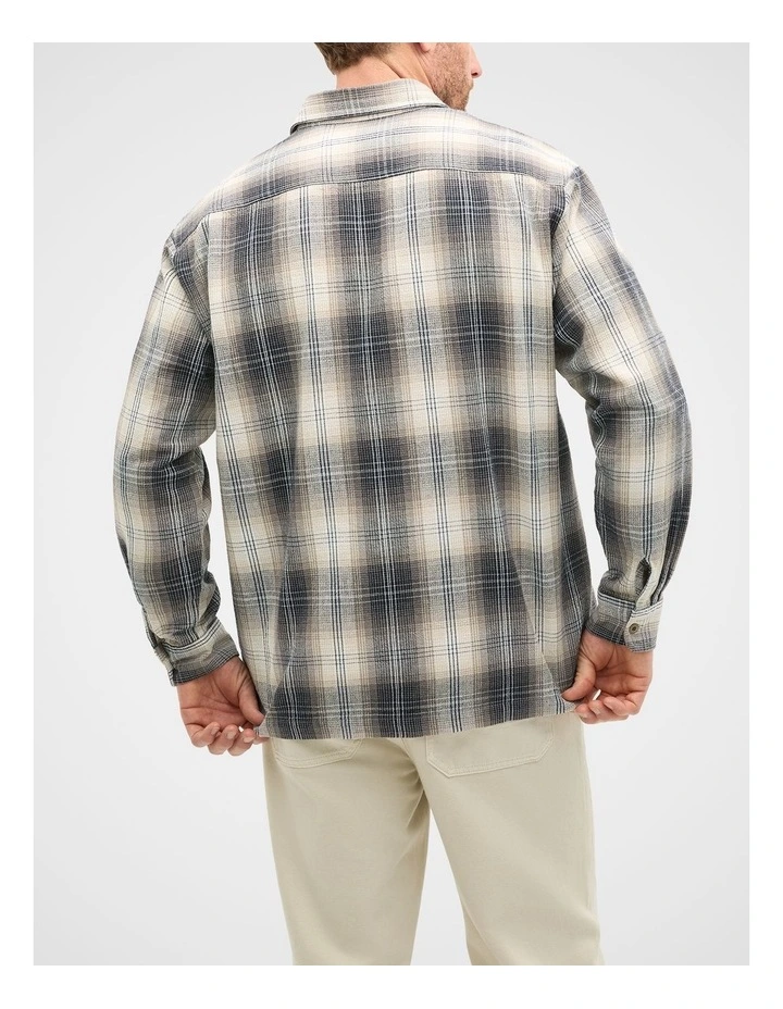 Long Sleeve Cotton Check Shirt in Brown image 2