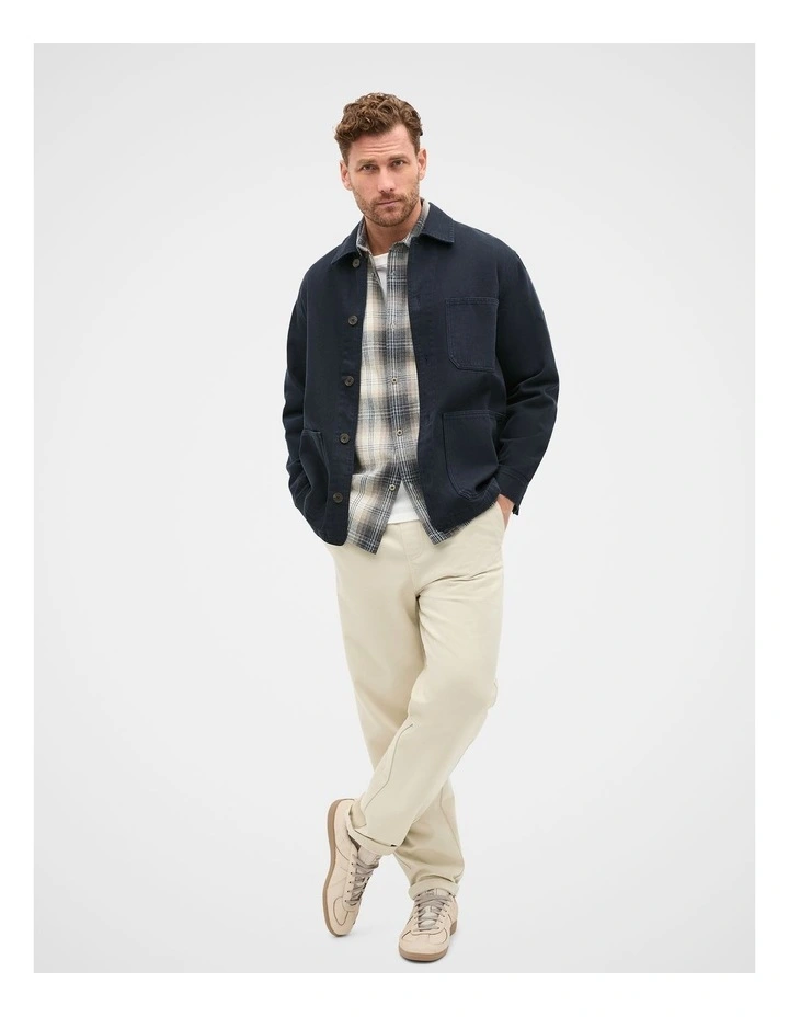 Long Sleeve Cotton Check Shirt in Brown image 4