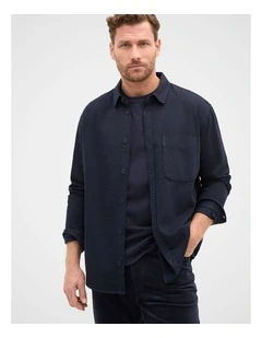 Long Sleeve Twill Shirt in Blue