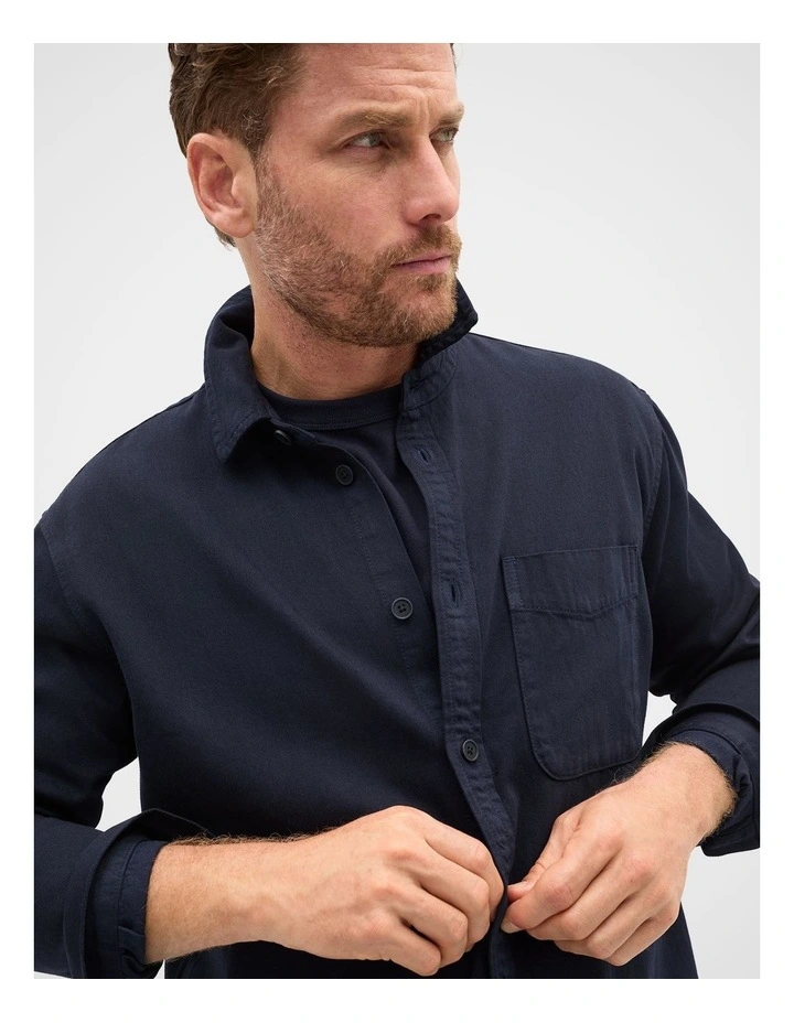 Long Sleeve Twill Shirt in Blue image 3