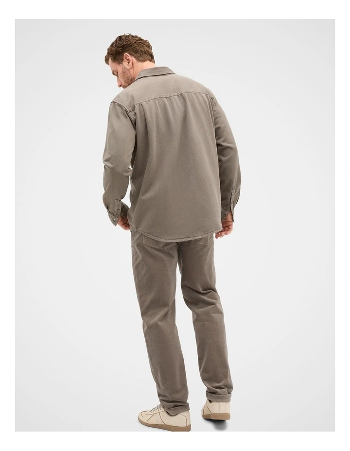 Long Sleeve Twill Shirt in Brown image 2