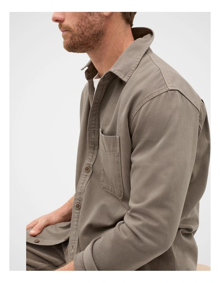 Long Sleeve Twill Shirt in Brown image 4